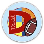 Name Doodles - Personalized Melamine Plates (Sporty Football Blue) (SFTB-P20)